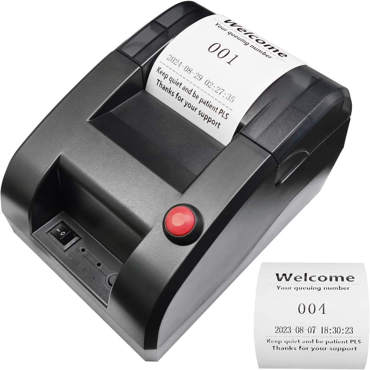 Ticket Dispenser Take a Number 57mm Receipt Ticket Thermal Printer for Queue Can Edit Print Text via PC Show 3-Digits Waiting Number for Haunted House