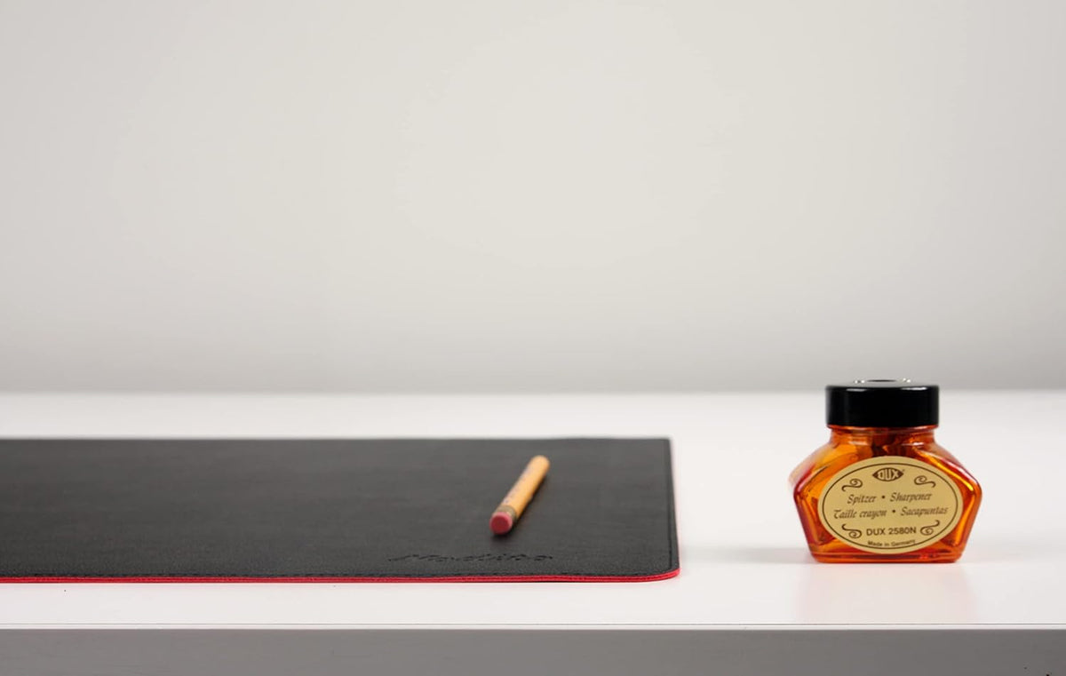 Dual-Sided Leather Desk Pad,Blotter for Laptop Computer,Mouse Pad,Writing,Drawing,Arts and Craft Mat (17"x35", Black/Red)