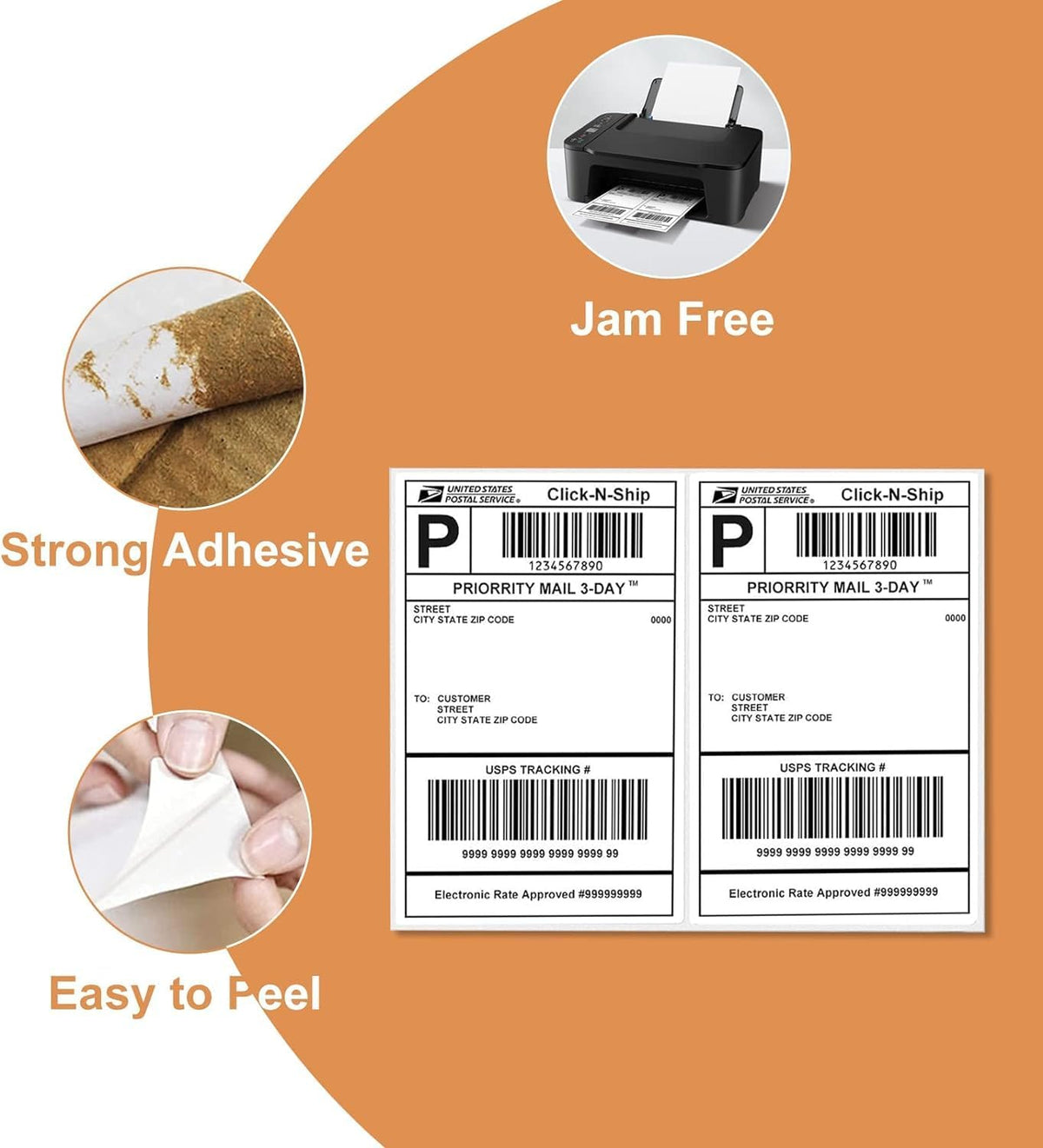 Shipping Labels 2 Per Sheet Round Corner Half Sheet Labels Mailing Labels for Packages Laser & Inkjet Printer Labels, 8126/5126 (4000sheets-8000labels)