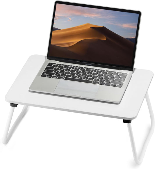 Foldable Lap Desk, Laptop Bed Desk, Portable Bed Table, Laptop Stand for Bed & Couch, Lightweight & Mini - White
