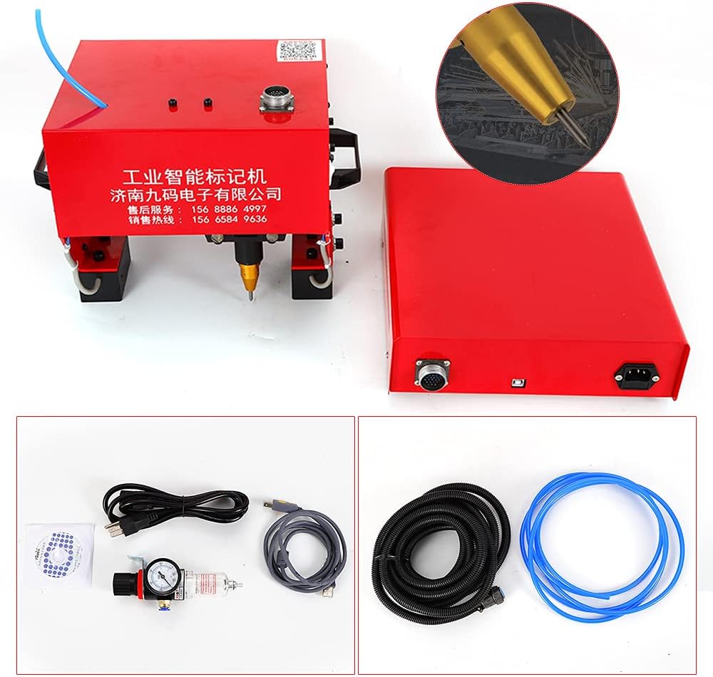 Gdrasuya10 0.01-1mm Depth Pneumatic Dot Peen Marking Machine Rotary Marking Machine, Metal Engraving Machine Mobile Scribe Marking Machine Marking Range 110 x 70mm