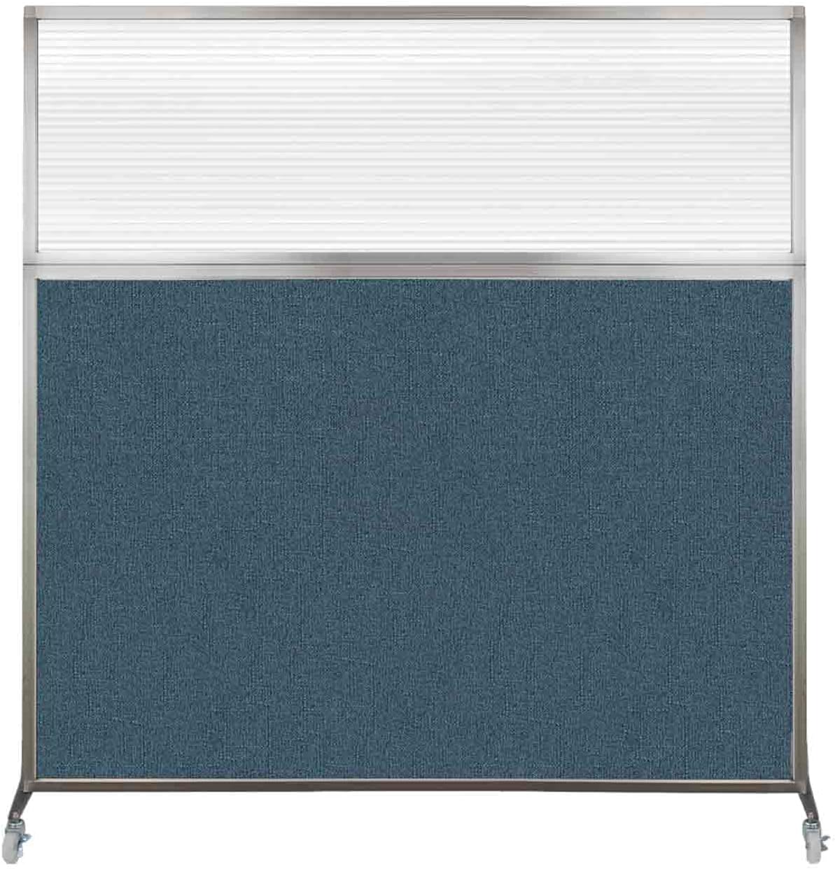 Versare Hush Screen Portable Room Divider with Wheels | Workstation Wall Divider | Freestanding Privacy Hush Panels | Clear Fluted Windows | Fabric Office Divider Screen | Great for Room Separation