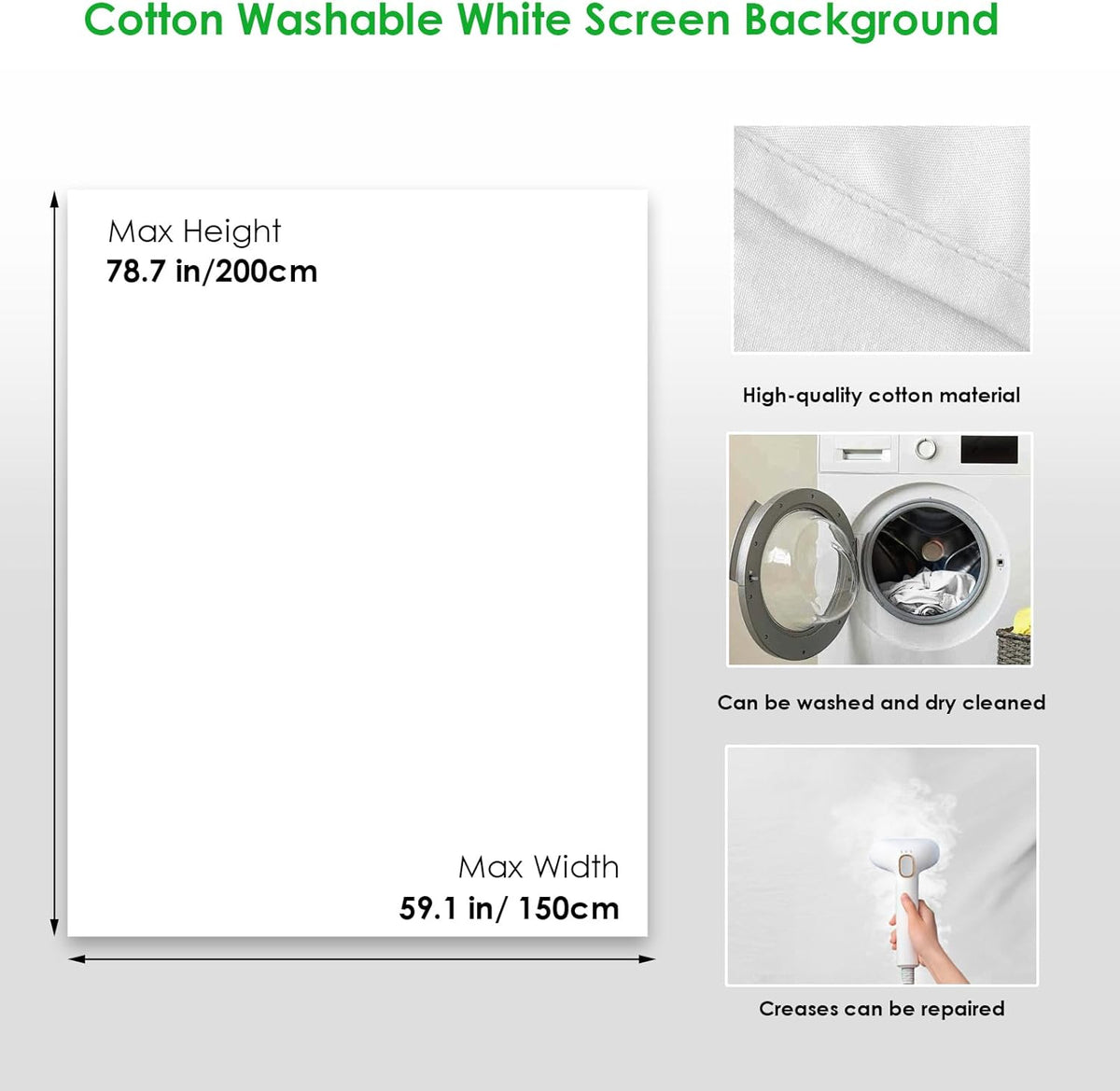 Green Screen Backdrop Kit, Portable Greenscreen Background with T-Shaped Stand, 5 Clamps & Carrying Bag for Photography, Streaming, Zoom, Gaming, (White, 6.5 Feet X 5.0 Feet)