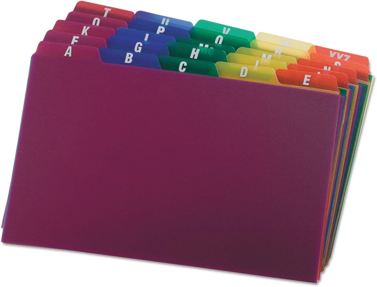 Oxford Poly Index Card Guides, Alphabetical, A-Z, Assorted Colors, 5" x 8" Size, 25 Guides per Set (73155)