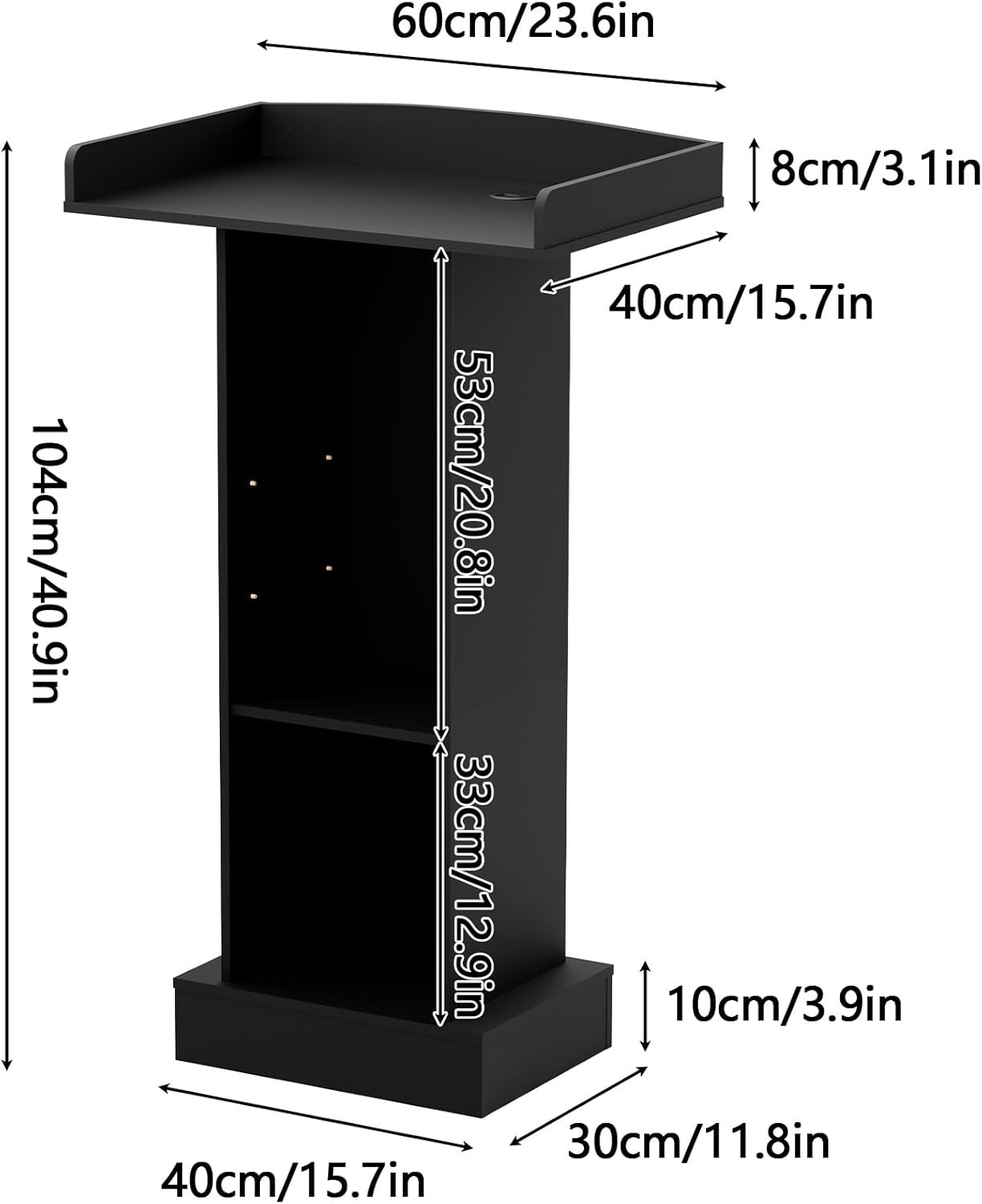 Wood Podium,Simple Podium Stand,12MM Particle Board,Stable Pulpit with Storage,Mic Stand Space,Easy Installation Wooden Lectern for Restaurants,Churches,Seminars and Schools