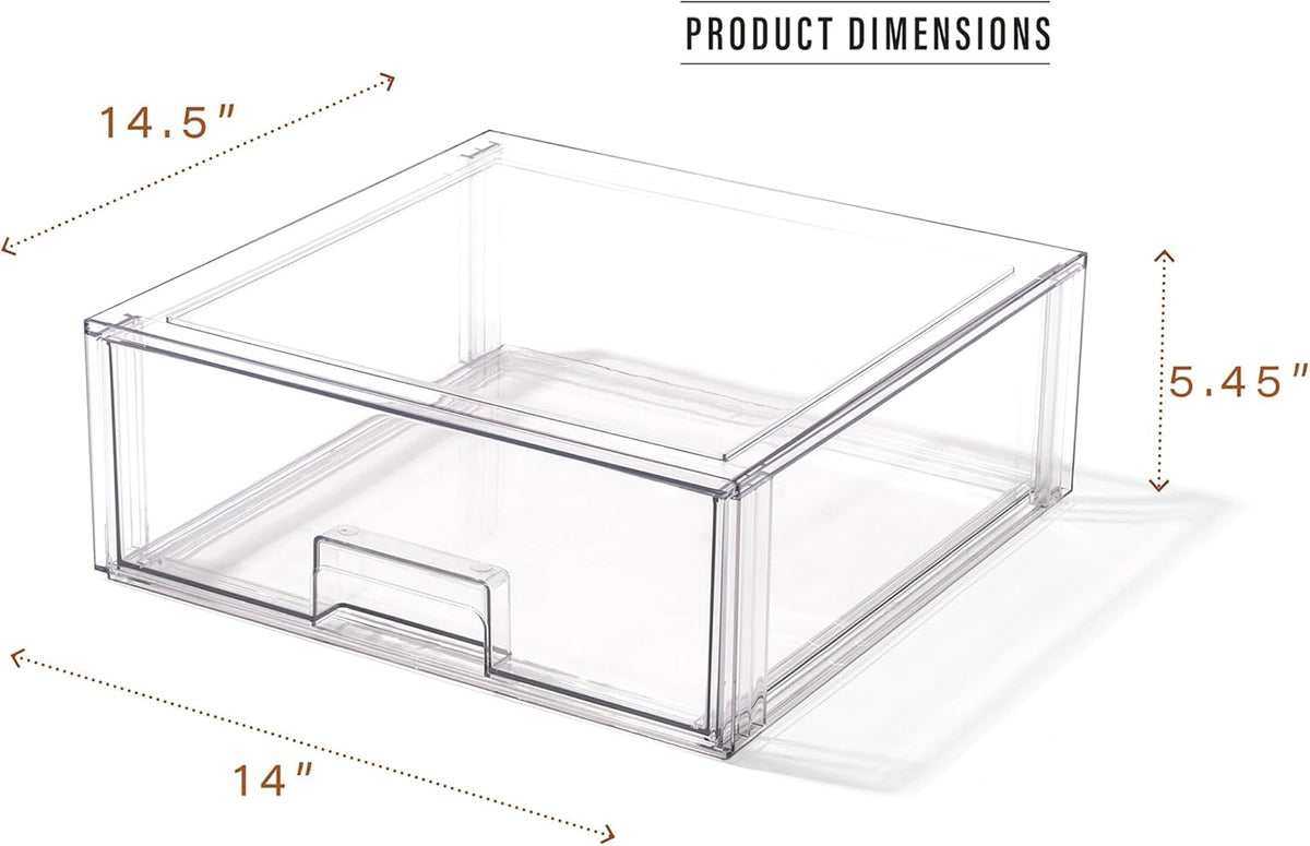 BINO | Stackable Storage Drawers, X-Large - Clear | THE CRATE COLLECTION | Storage Bins With Drawers | Bathroom Organizers | Under Sink Organizer | Vanity Cabinet Home Organization