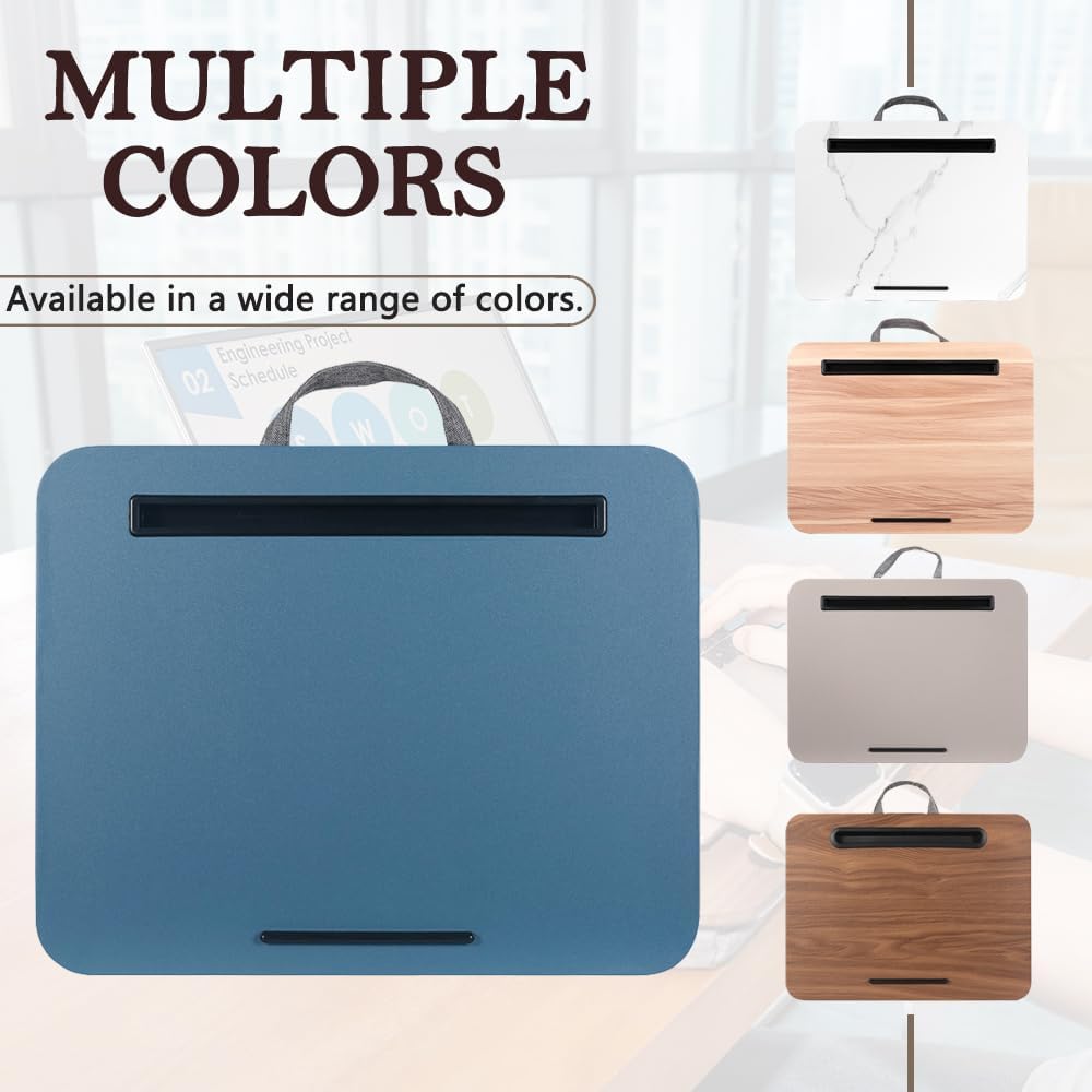 Portable Laptop Desk Fits Up to 16“ Laptops, with Tablet Slot, Built-in Cushion, Great for Home & Office,Lap Desk for Laptop,Lap Desk with Cushion (Blue, Medium)