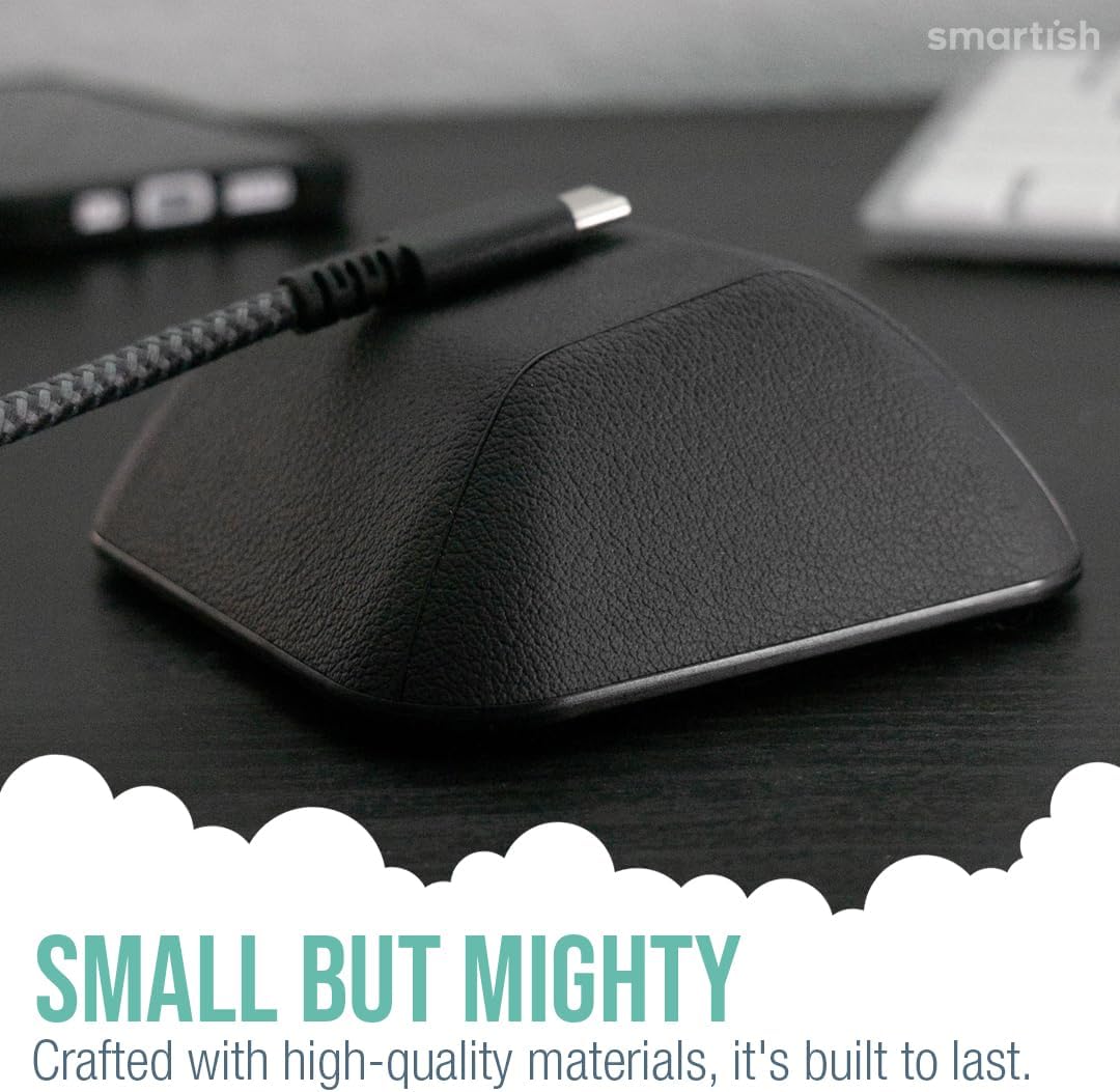 Smartish® Magnetic Cord Holder - Cable Wrangler Organizer with Magnet Clips for Charger Management on Desktop, Nightstand, or Side Table for All Cables, USB-C, Lightning Cables - Black Tie Affair