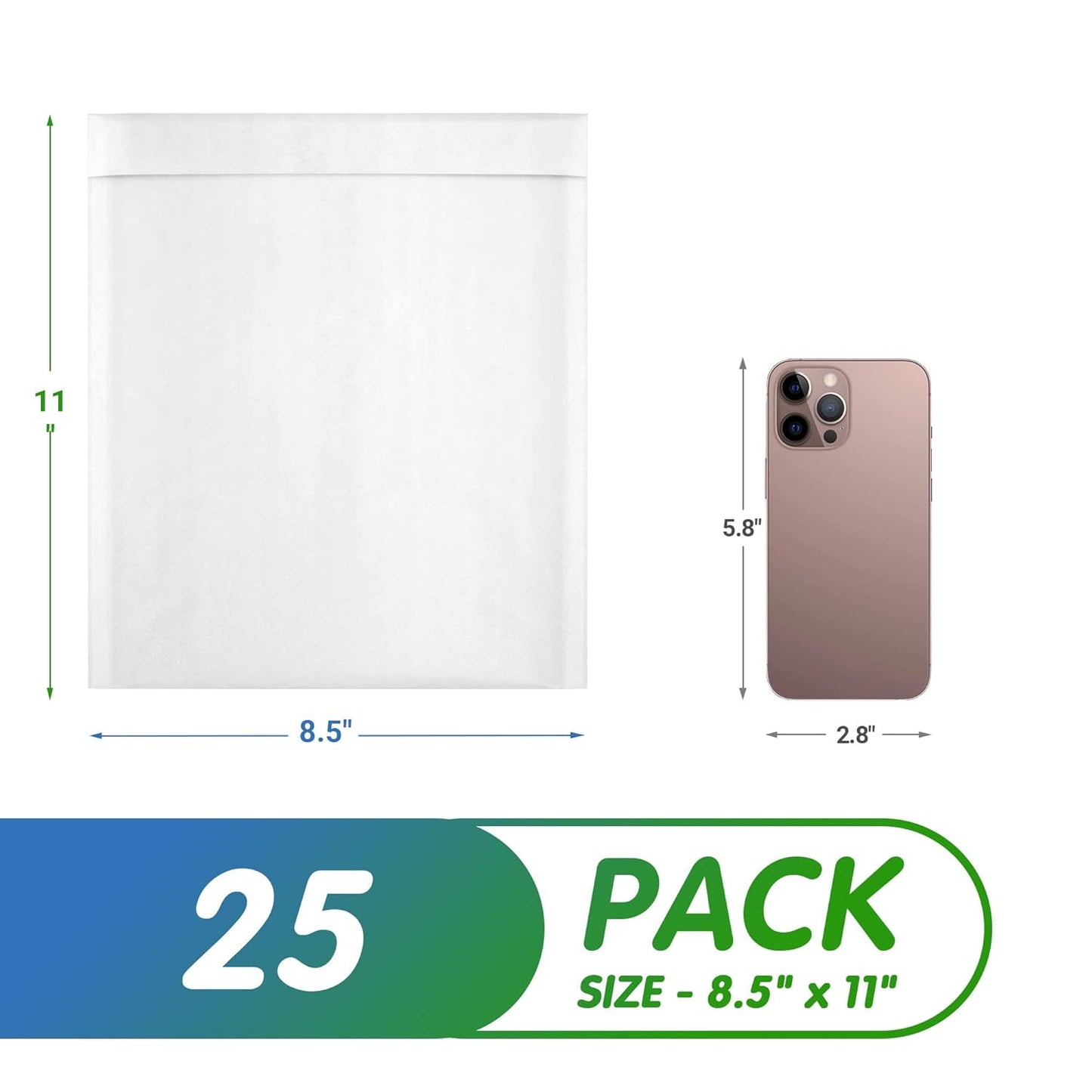 White Kraft Bubble Mailer Envelopes, 8.5 x 11 Inches. 25 Pack Mail Padded Envelopes Self Seal. Waterproof Kraft Bubble Mailers. Tear-Resistant Mailing Envelope Padded. Sturdy Paper Mailer