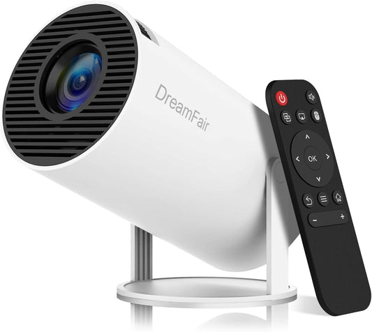Mini Projector with WiFi and Bluetooth, 4K 1080P Support Portable Projector, 170 ANSI, 180° Rotatable, Auto Keystone Correction, 40"-130" Screen Video Projector for Laptop/PC/Smartphone