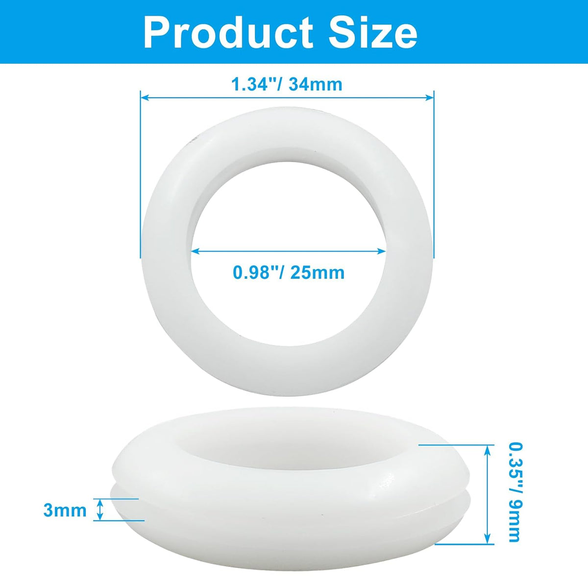 12 Pcs Rubber Grommets, 0.98" Inside Diameter 1" Drill Hole Rubber Wire Grommets O Ring Grommets for Wire, Firewall, Cables, Plugs (White)