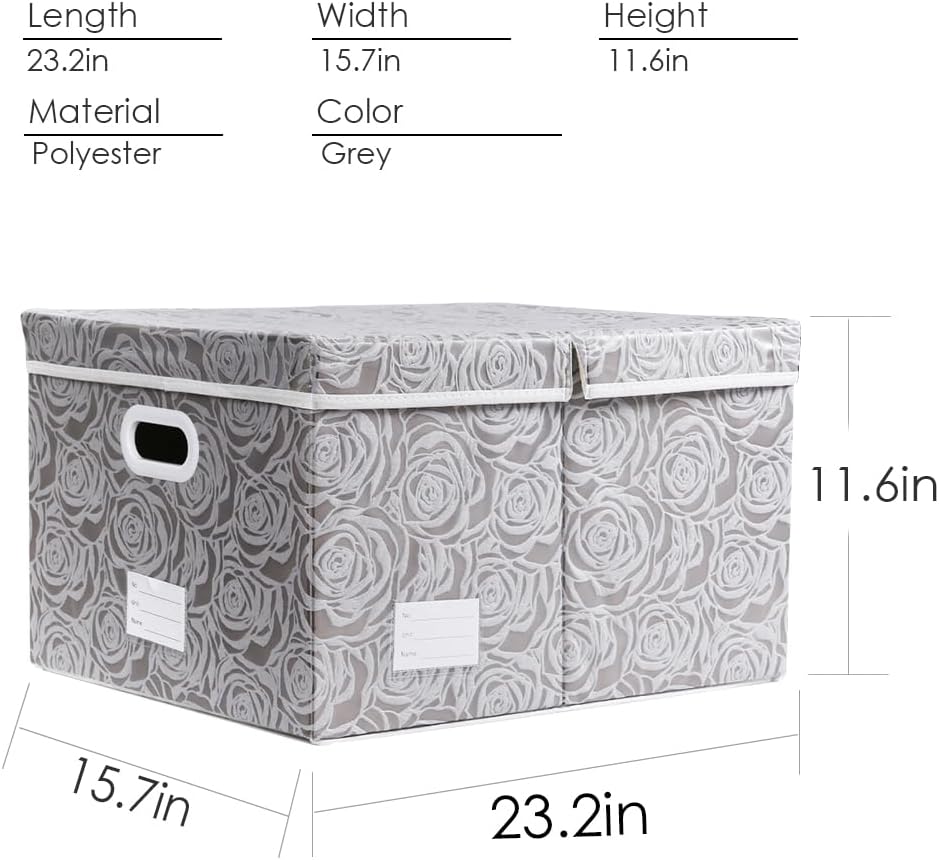 PRANDOM Jumbo Collapsible Storage Boxes with Lids Fabric Decorative Storage Bins Cubes Organizer Baskets with Cover Handles Divider for Bedroom Closet Living Room 23.2x15.7x11.6 Inch 3 Pack