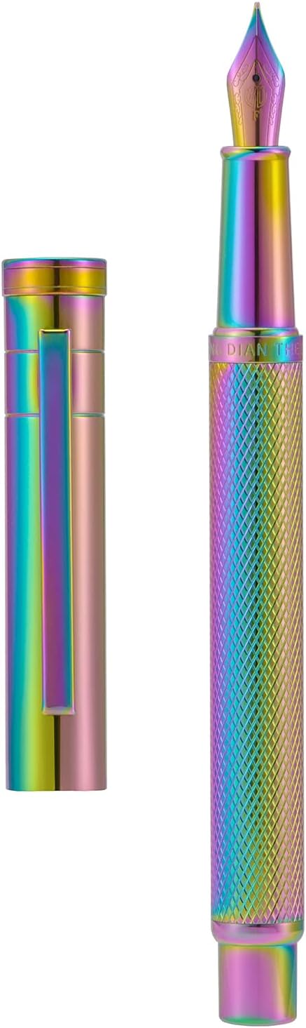Asvine Hongdian Forest Fountain Pen Fine Nib Rainbow Color with Converter and Metal Pen Box Set