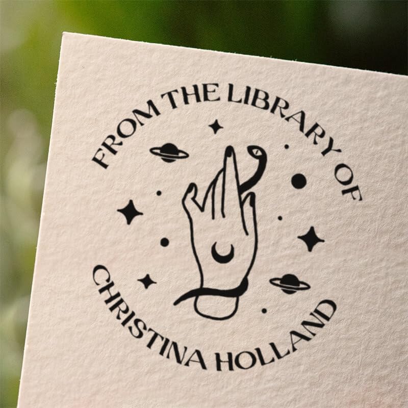 from The Library of Embossers & Stamps for Fantasy Book Readers | Custom Embosser | Custom Stamp | Ex Libris | Elevate Your Fantasy Collection of Stories and Novels (Design 6, Self-Inking Stamp)