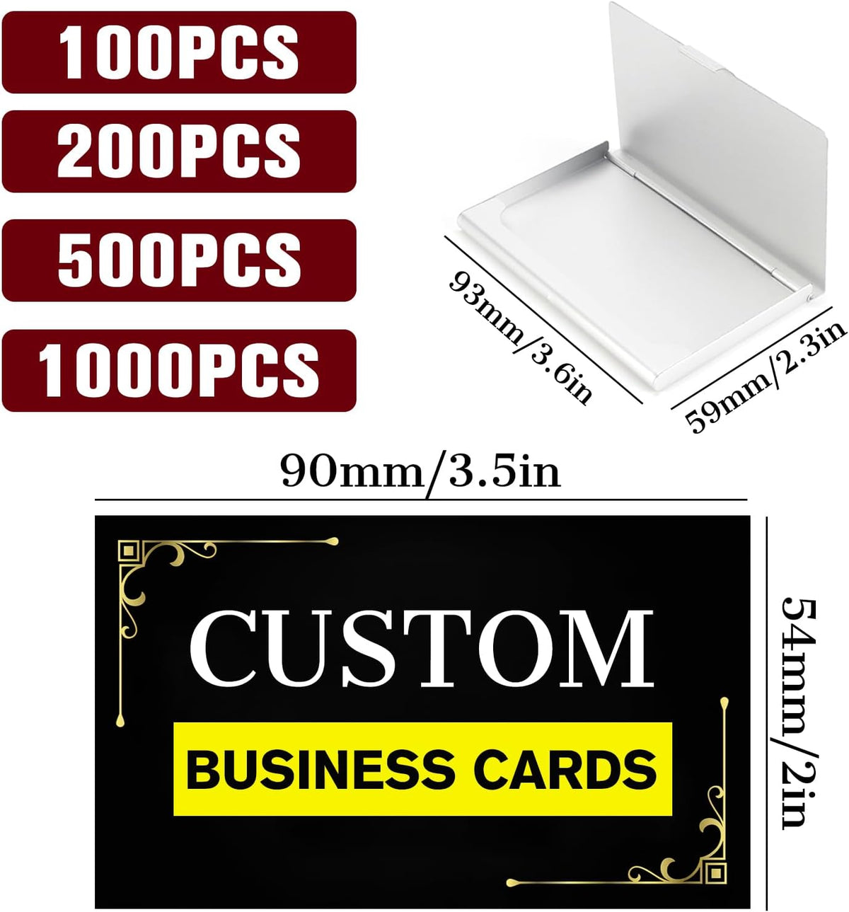 Custom Business Cards Customizable with Logo Photo Personalized Business Card Customize for Small Business Customized Waterproof Double Sided Cards 100 200 500 1000