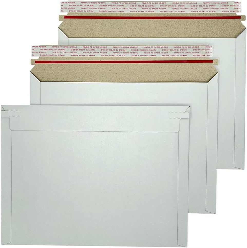 30 Pack White Rigid Mailers 12.5x9.45 Inches - Can Keep Flat Kraft Cardboard Mailer, Suitable for Protecting Shipping Gift Cards, Invitations, Photos, Documents