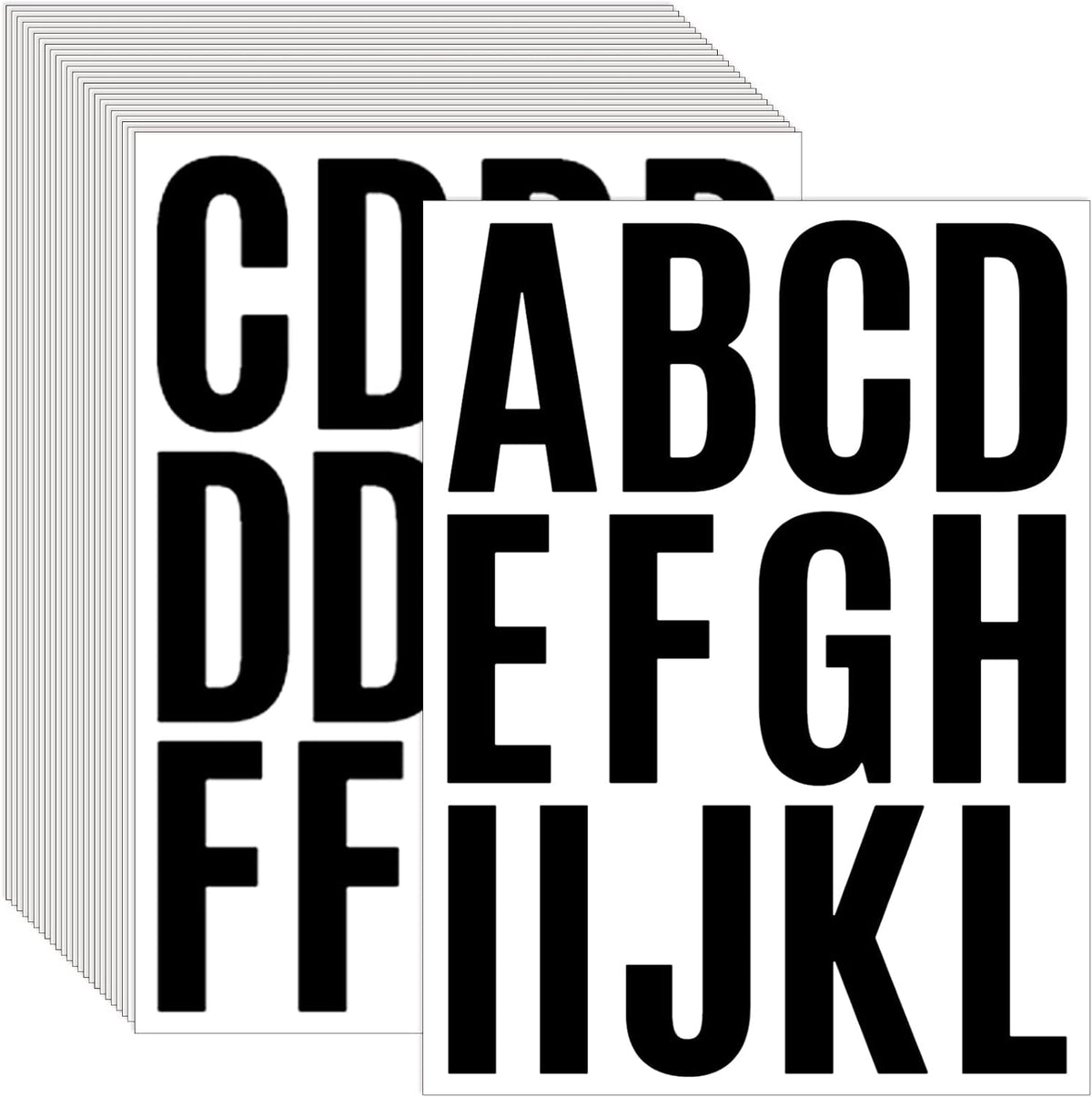 24 Sheets 2 Inch Self Adhesive Letters Stick on Vinyl Letters Capital Letter Stickers Alphabet Sticker Letter Number for Outdoor Sign Poster Mailboxes Crafts(Black)