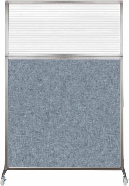 Versare Hush Screen Portable Room Divider with Wheels | Workstation Wall Divider | Freestanding Privacy Hush Panels | Clear Fluted Windows | Fabric Office Divider Screen | Great for Room Separation