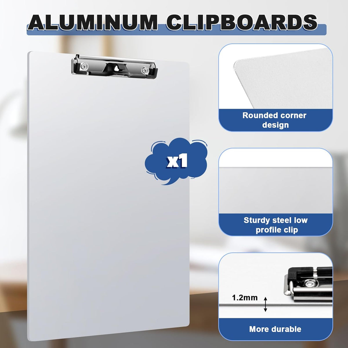 Tenceur 1 Pcs Aluminum Legal Size Clipboard 8.5x14 Inch Metal Clipboard with Metal Clip Heavy Duty High Capacity Durable Suitable for Legal Lawyers and Business School Office Supply
