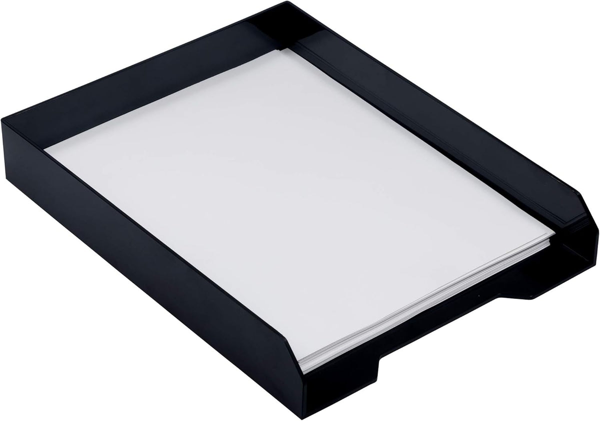 JAM PAPER Stackable Paper Trays - Black - Desktop Document, Letter, & File Organizer Tray - Sold Individually