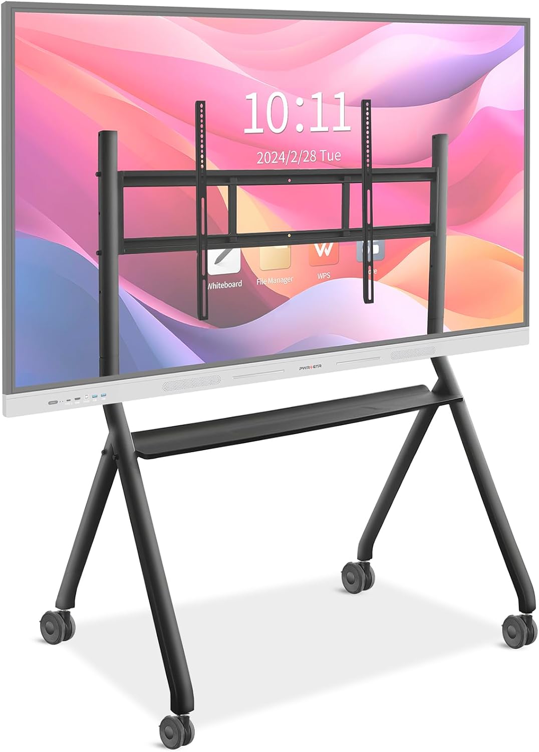 Interactive Whiteboard Portable Stand for 55"-86" Smart Board, Four Lockable Wheels, Sleek Design for The Modern Office or Classroom