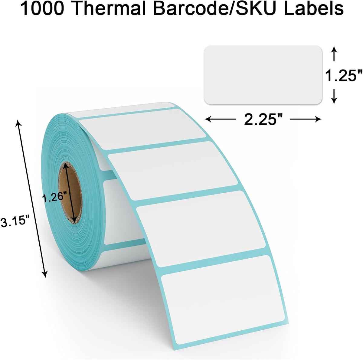 MFLABEL 2.25x1.25 inch Direct Thermal Labels 2-1/4 x 1-1/4 Inch White Thermal Printer Labels for UPC Barcode, Self-Adhesive Address Shipping Thermal Label Stickers 54 Rolls（1 Rolls/1000 Labels）