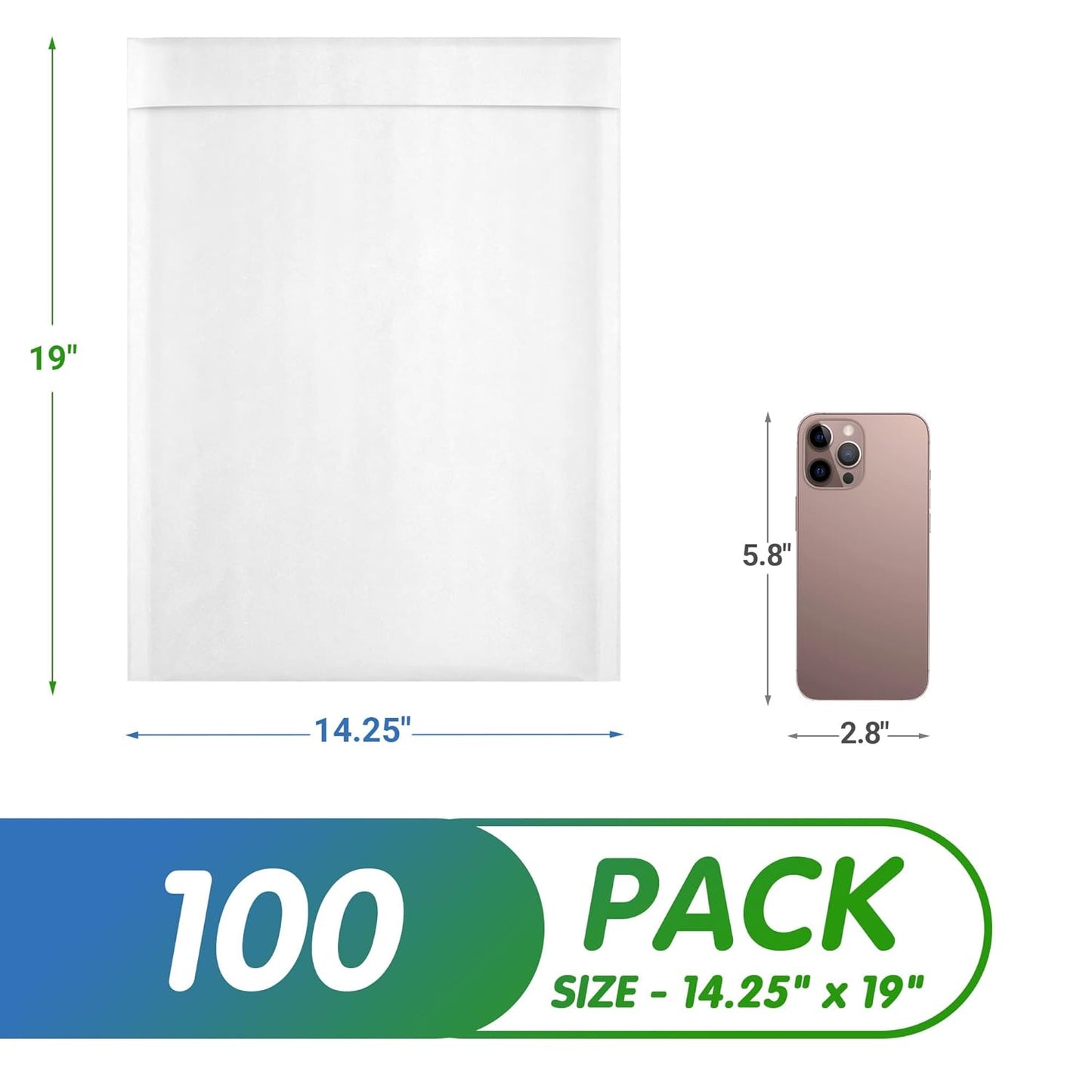 White Kraft Bubble Mailer Envelopes, 14.25 x 19 Inches. 100 Pack Mail Padded Envelopes Self Seal. Waterproof Kraft Bubble Mailers. Tear-Resistant Mailing Envelope Padded. Sturdy Paper Mailer