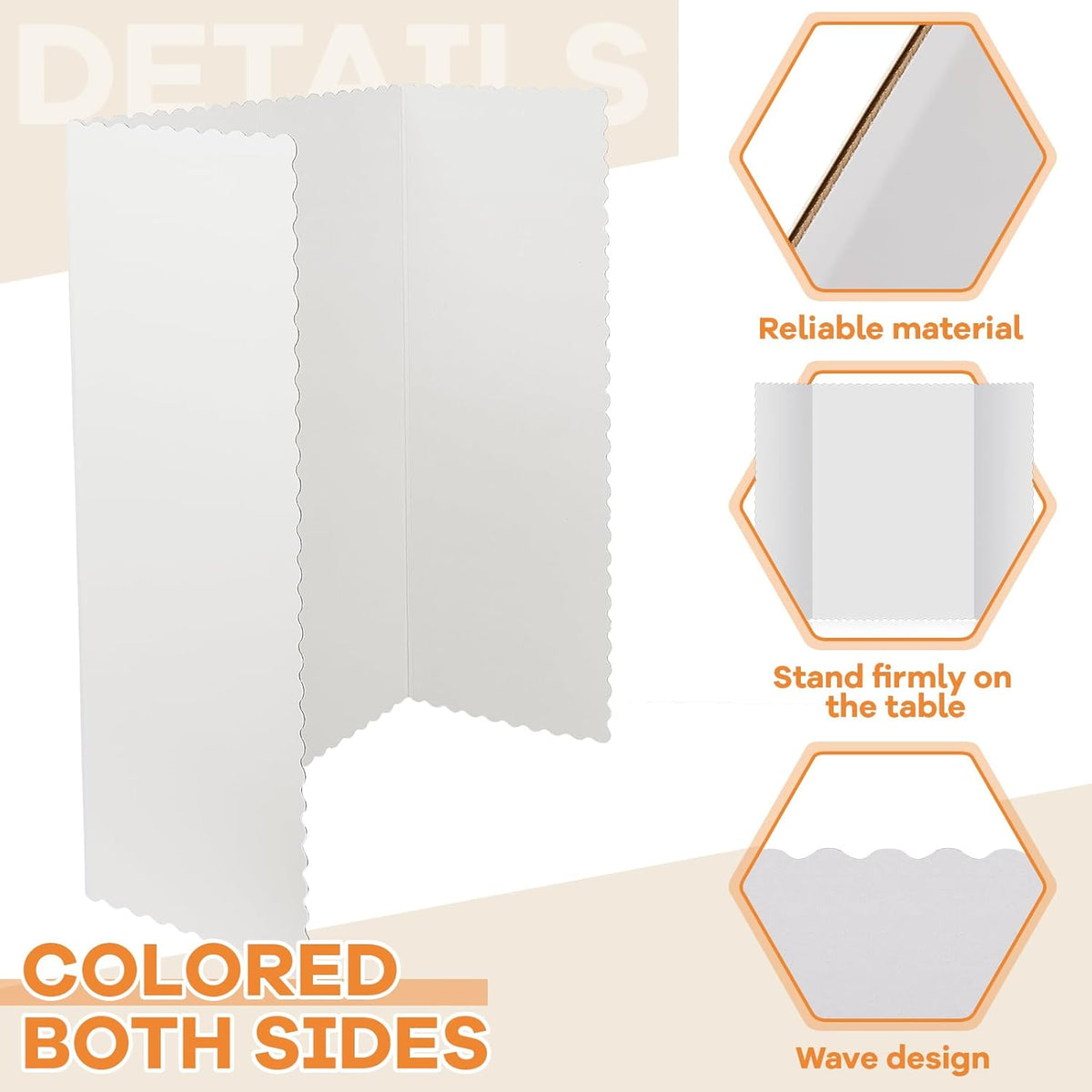 Ctosree 60 Pcs Tri Fold Display Board,36" x 48" Portable Lightweight Foldable Presentation Poster Board for Office Projects Exhibitions Workshops, White