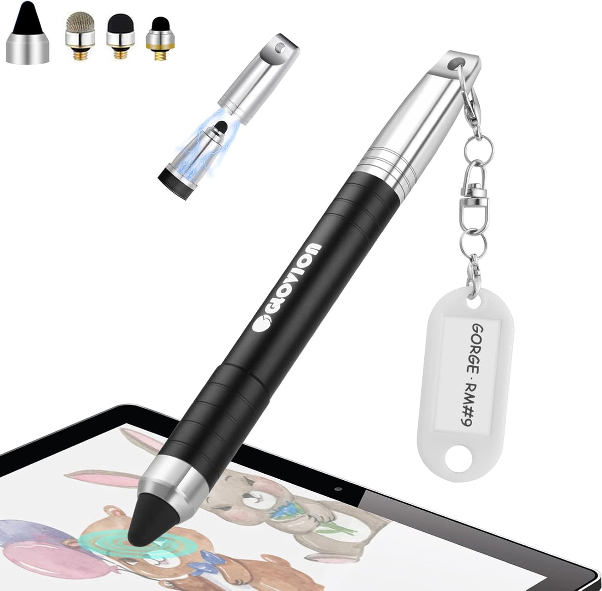 Stylus Pen for ipad iPhone Capacitive Stylist with Magnetic Cap, Touch Screens Stylus Pens for Kids Tablets All Touch Screen Devices - Black