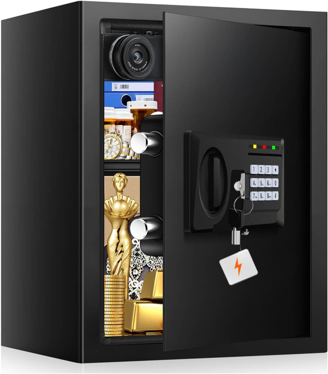 3.0 Cuft Large Fireproof Safe for Home, Home Safety Box Fireproof Waterproof with Electronic Keypad and Spare Keys, Anti-theft Digital Security Safe for Money Firearm Medicine Valuables