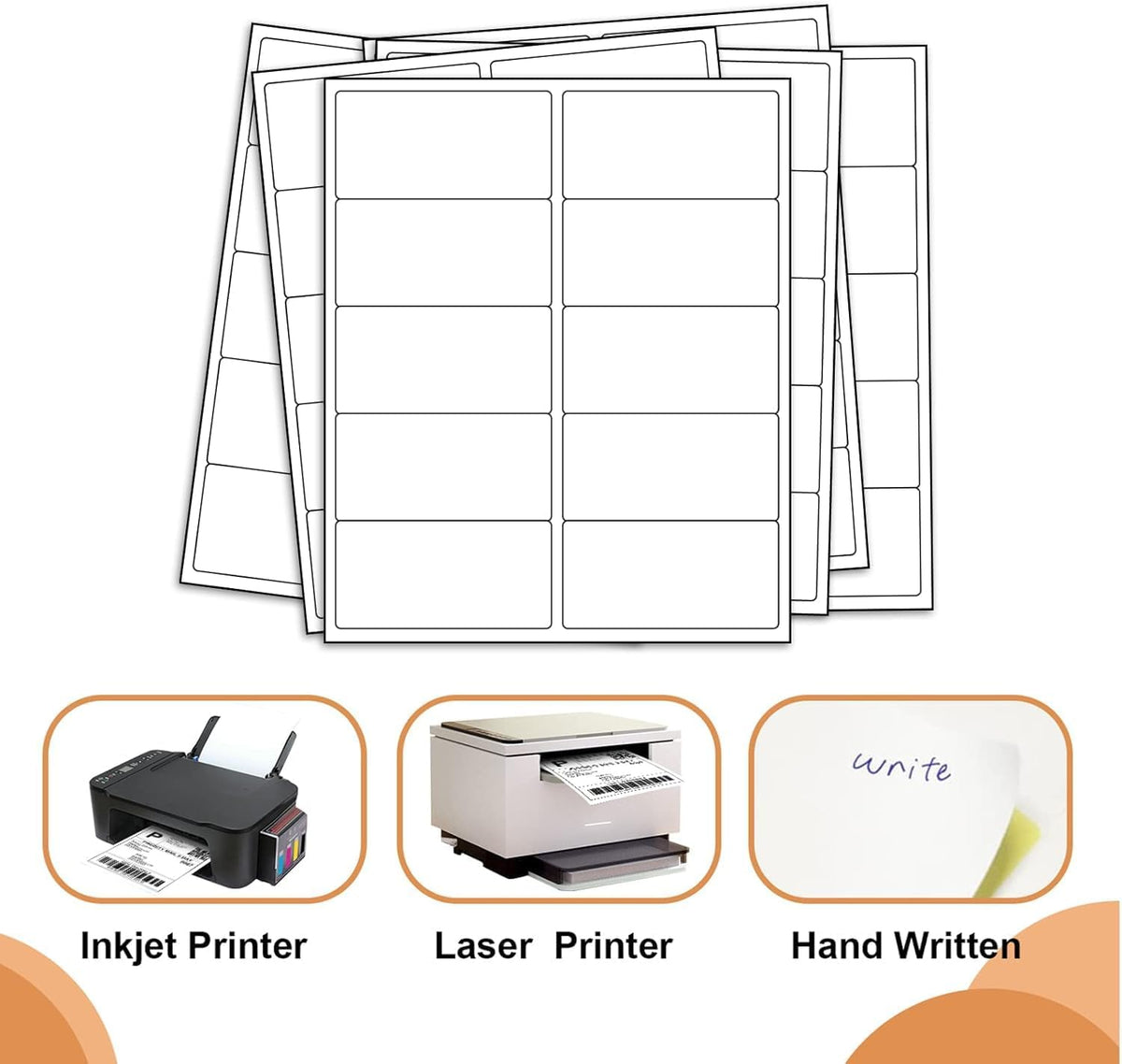 10up 50 Sheets Sticker Labels Compatible Laser/Ink Jet Shipping Labels, 2" X 4" Labels for Shipping/Mailing (500 Labels)