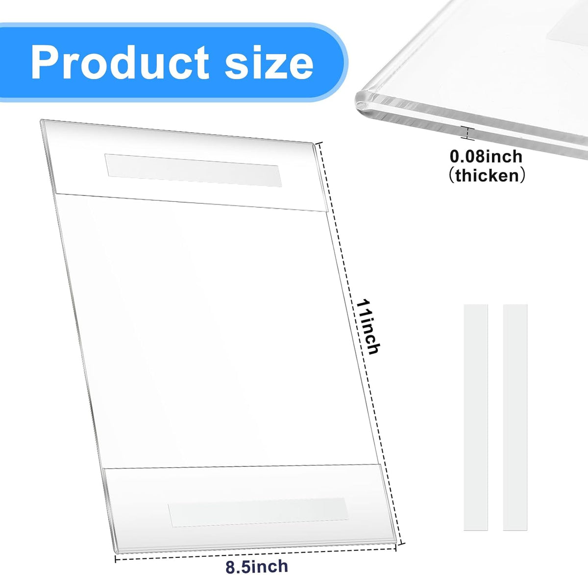 Kigley 50 Packs 8.5 x 11 Wall Mount Acrylic Sign Holder Clear Acrylic Sign Holder with Tape Wall Mount Plastic Paper Display Frame Document Menu Holder for Office Home Store Restaurant No Drilling