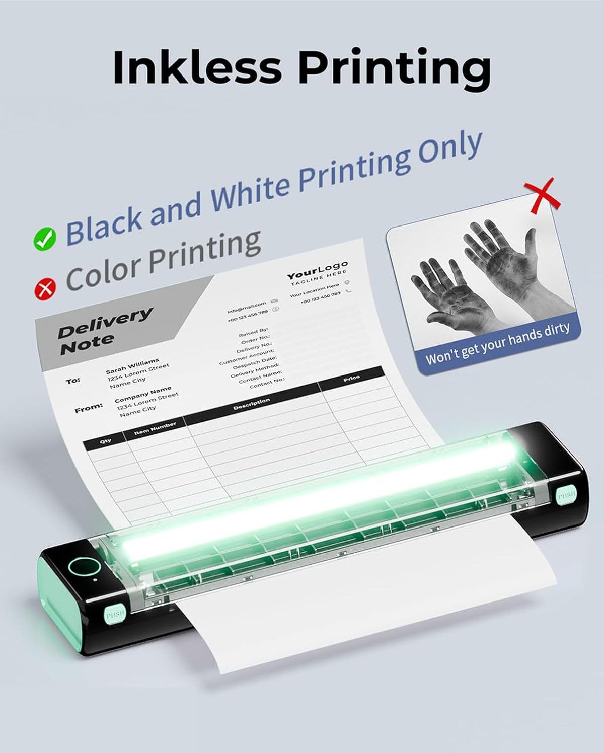 Phomemo Portable Printers Wireless for Travel, M08F Inkless Thermal Printer Support for 8.5"x11" US Letter, Small Bluetooth Printer Compatible with Phone, Laptop for Car, Office, Home Use, School