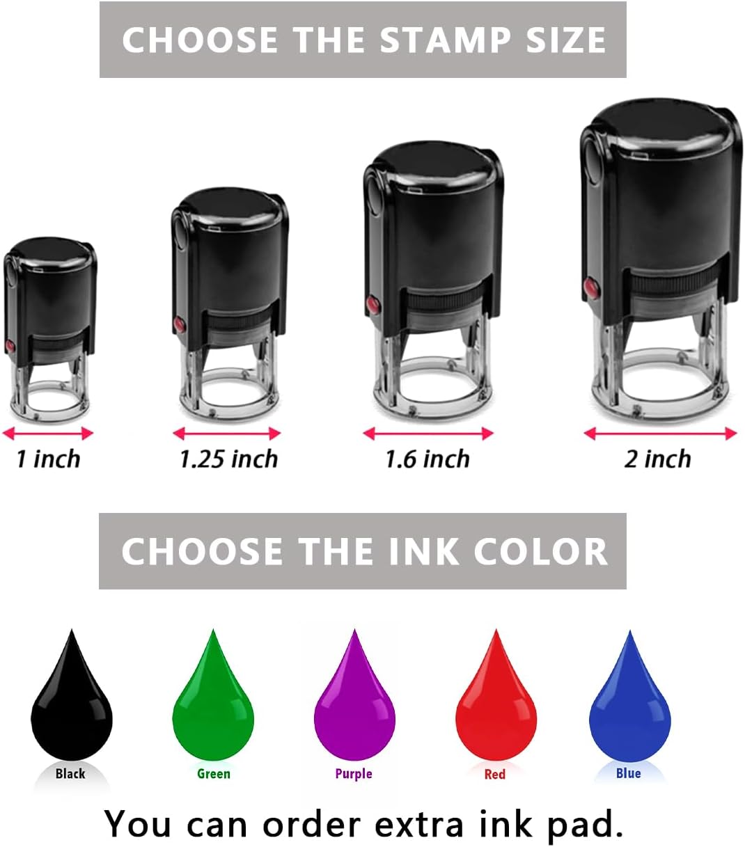Custom Stamp Personalized Image Logo Stamp Customized Text Round Stamps Business Self-Inking Stamper Customized School Organization Institution Logo Bulk Seal Multiple Frames Options