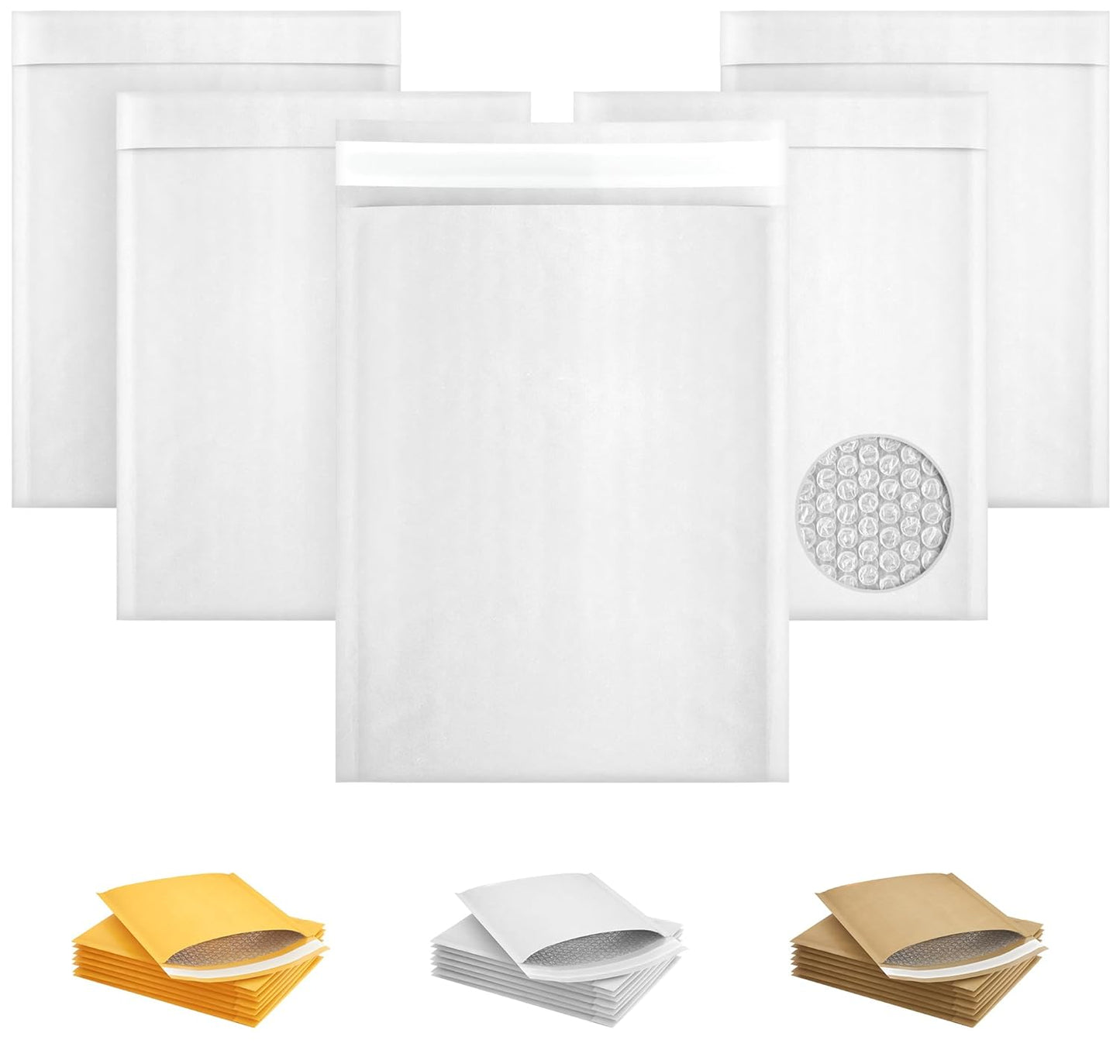 White Kraft Bubble Mailer Envelopes, 6 x 9 Inches. 500 Pack Mail Padded Envelopes Self Seal. Waterproof Kraft Bubble Mailers. Tear-Resistant Mailing Envelope Padded. Sturdy Paper Mailer