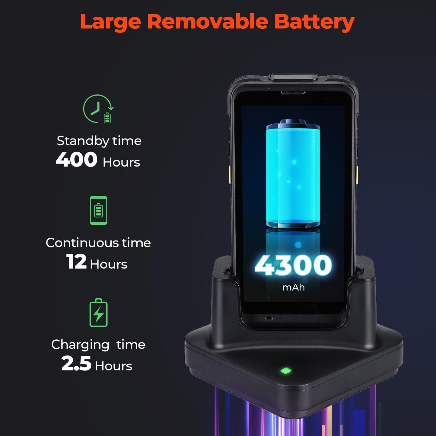 MUNBYN Upgraded Android 13 Barcode Scanner with 5.5" Full Screen & Dock Charger, Equipped with Zebra SE4710 Engine, Rugged PDA Handheld Mobile Computer Wireless Wi-Fi 6, 4G LTE, Inventory Scanner