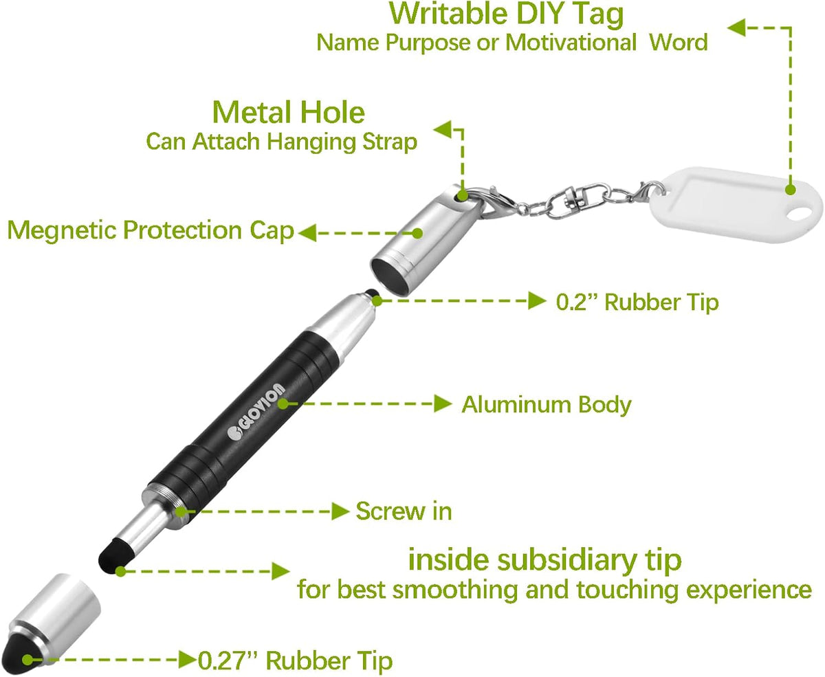 Stylus Pen for ipad iPhone Capacitive Stylist with Magnetic Cap, Touch Screens Stylus Pens for Kids Tablets All Touch Screen Devices - Black