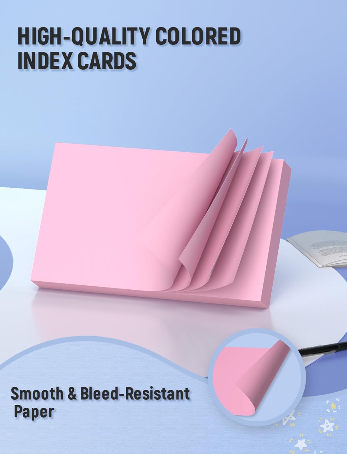 Colored Index Cards 3x5, 300 Pcs Blank Index Cards 3x5, Double-Sided Blank Flashcards, 6 Colors Note Cards 3 x 5, Heavy Bright Flash Cards for Studying, Colored Notecards for Office, School, and Home