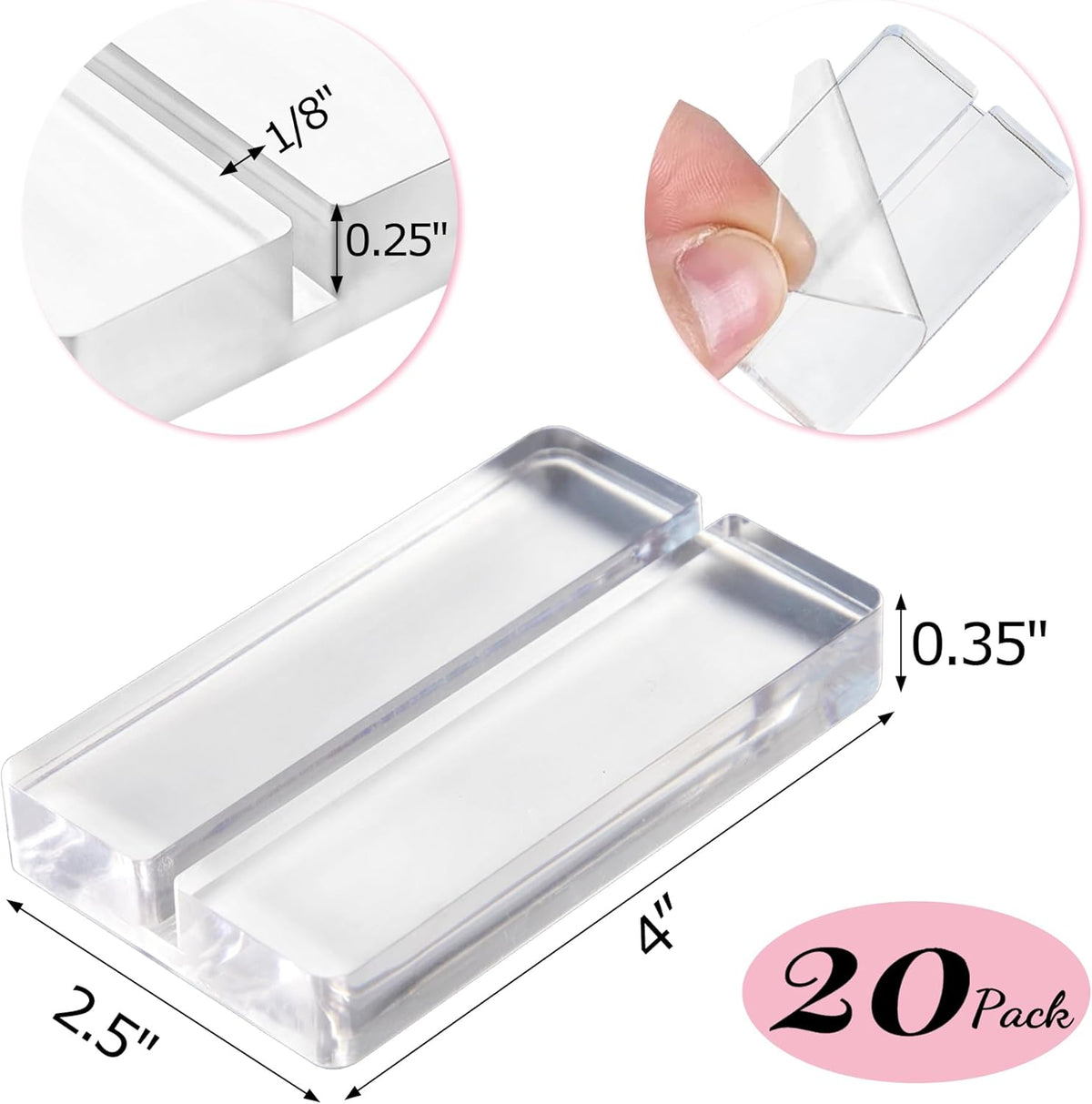 Acrylic Place Card Holders - 4 Inch Clear Table Number Holders Display Stand for Wedding Sign Name Card Menu Photos, Table Number Stands for Party Office Events Meeting Decoration, 20 Pack