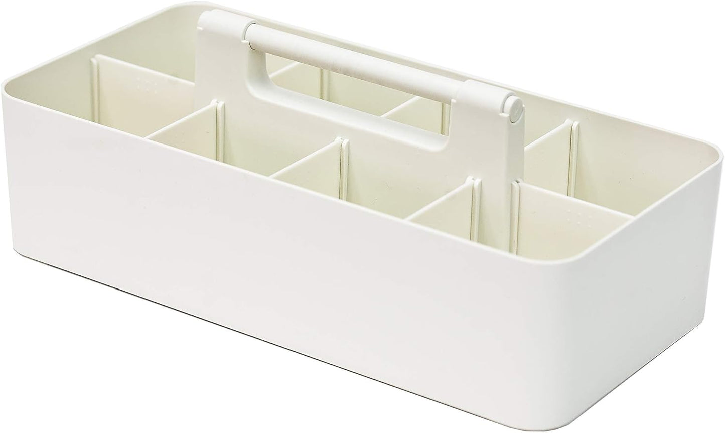 -Large Portable Caddy, DIY Dividers, 8 Compartments, Bathroom Organizer,Portable Basket with Handle Storage Organizer Modern Made in USA (3 PACK, Ivory)
