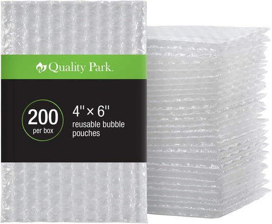 Quality Park Clear Bubble Pouches, Cushioned Packing and Shipping Bags, Great for Storage or Mailing, Reusable, 4"x 6", 200/box (QUA85921)