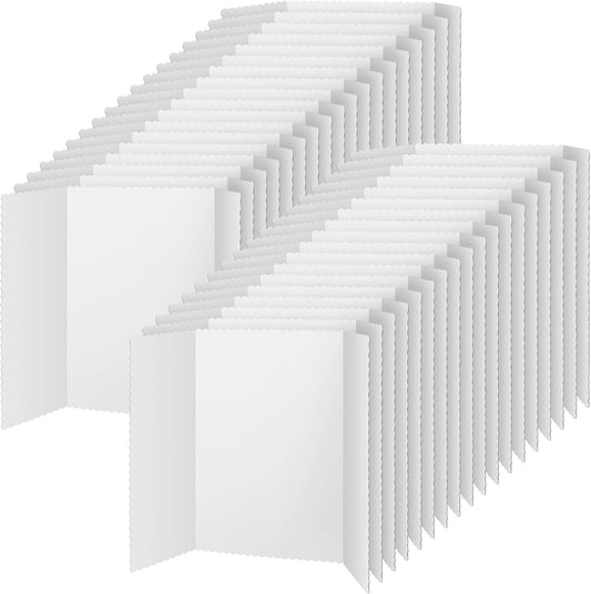 Ctosree 36 Pcs Trifold Poster Board Bulk 14 x 22 Inch Fold Presentation Display Science Project Board for School Workshop Business Projects Exhibition Supplies, White