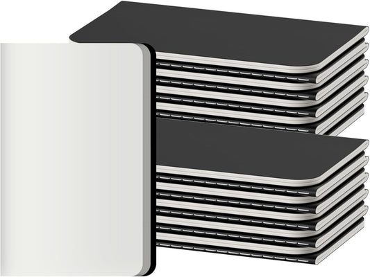 Blank Pocket Notebooks, 20 Pack Small Notebook Bulk, 3.5x5.5 inch, A6 Size Thick 80GSM Unlined Paper, Black Cover Mini Journal for Men, Women, Journaling & Business Notes