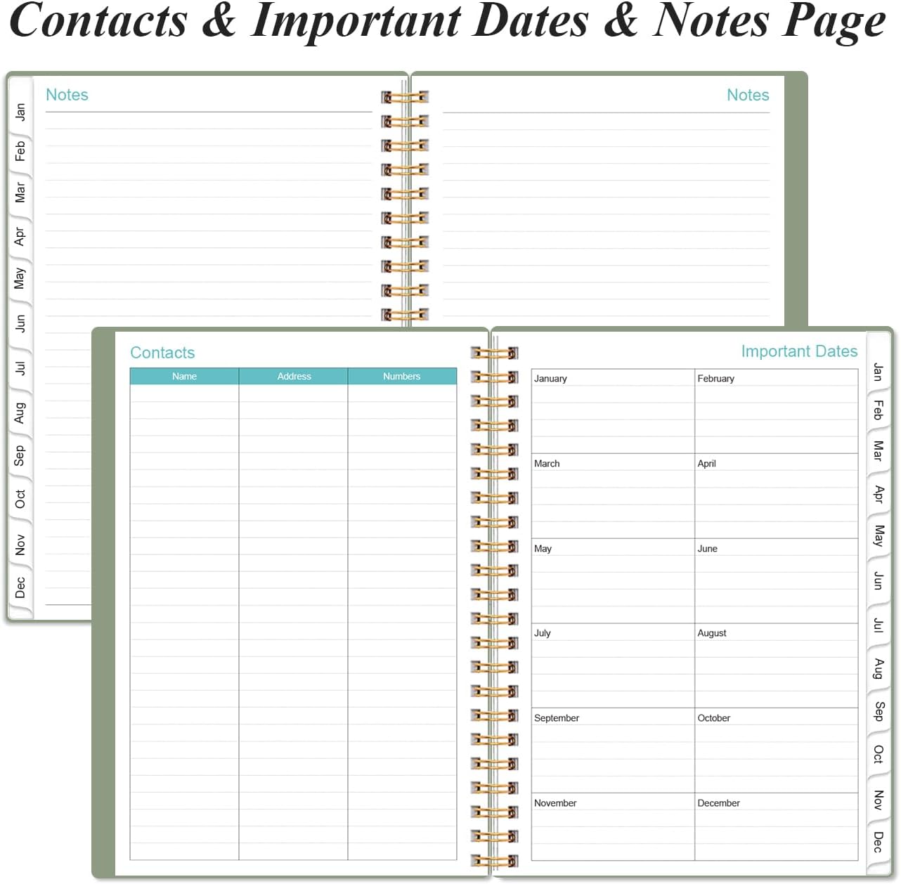 2026 Planner - Planner 2026 from January 2026 - December 2026, Weekly & Monthly Planner Spiral Bound with 12 Monthly Tabs, Inner Pocket, 6.4" x 8.5", Green-A