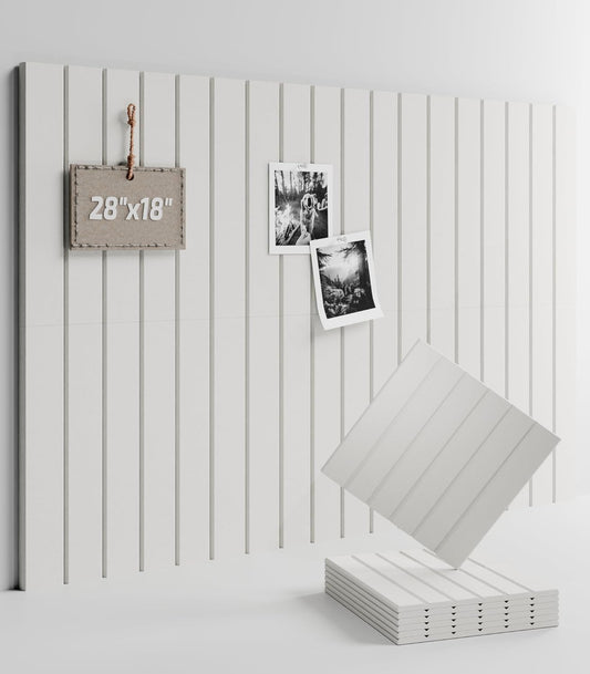 Felt Bulletin Board Tiles -28"x18" with 40 Adhesive Tabs, Cork Board Alternative for Office Decor, Push Pin Board Wall Organizer 6-Pack (Milky White)