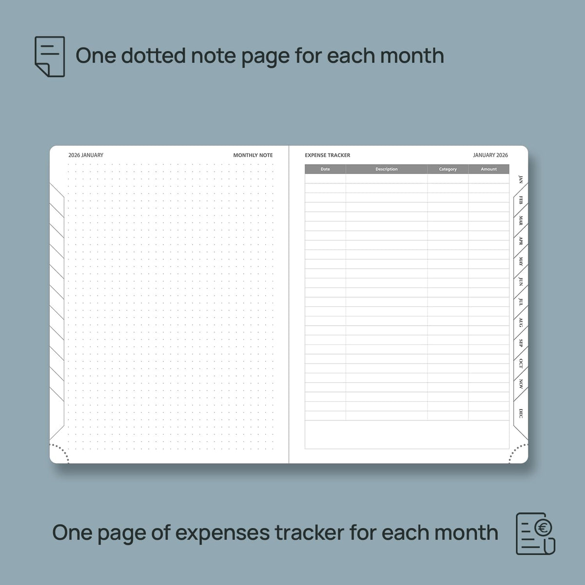 POPRUN Monthly Planner 2026-2027 (Medium- 6.5'' x 8.5'' Soft Cover), 18-Month Calendar Book (Jan.2026 - Jun. 2027), Calendar Planner with Monthly Tabs & Pocket, 100 GSM Paper - Blue