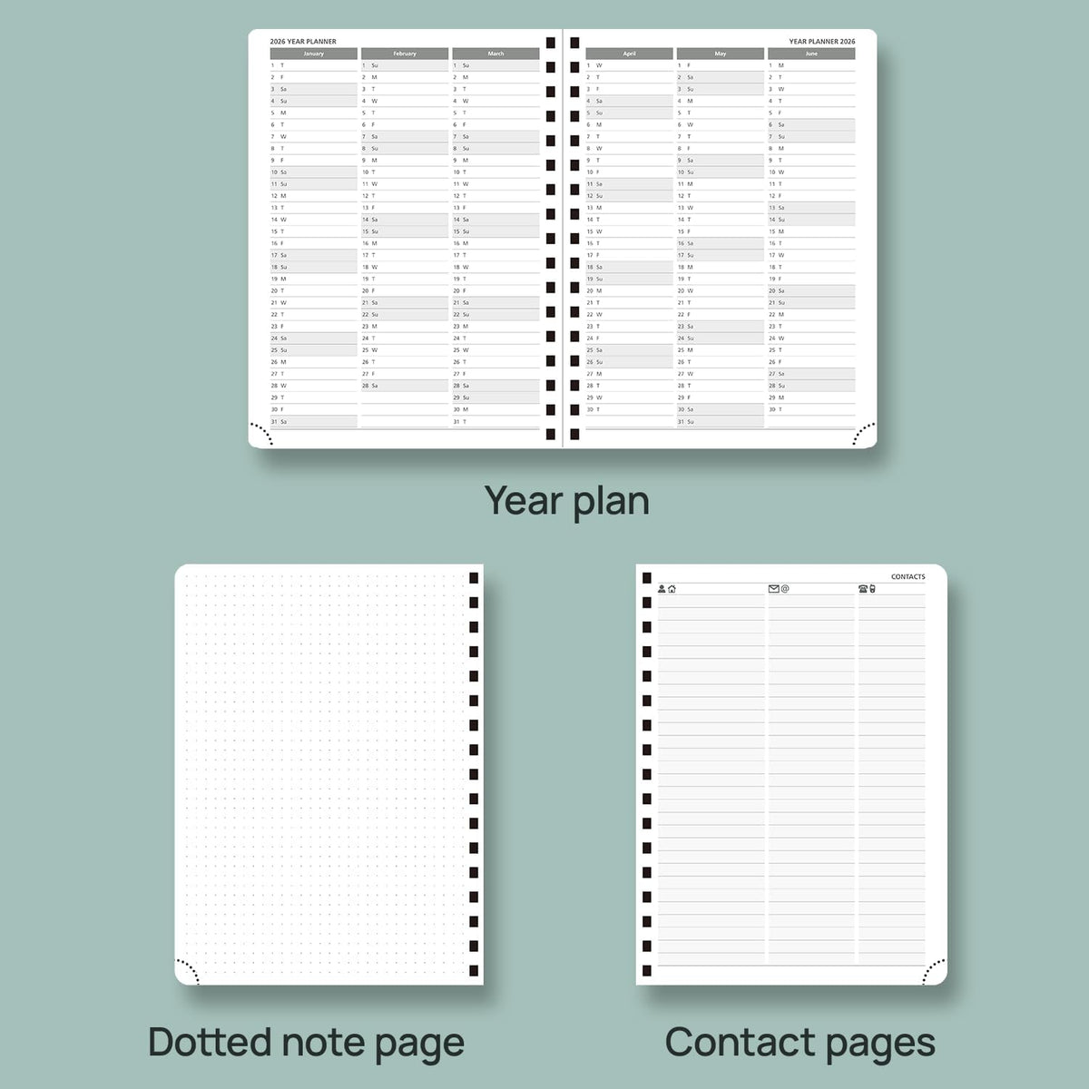 POPRUN Planner 2025-2026 Weekly Notebook (Medium 8.5''x 6.5''), Academic Calendar (JUL.25 - JUN.26) Appointment Book with Monthly Tabs, Spiral Soft Cover, Inner Pocket, 100 GSM - Brown
