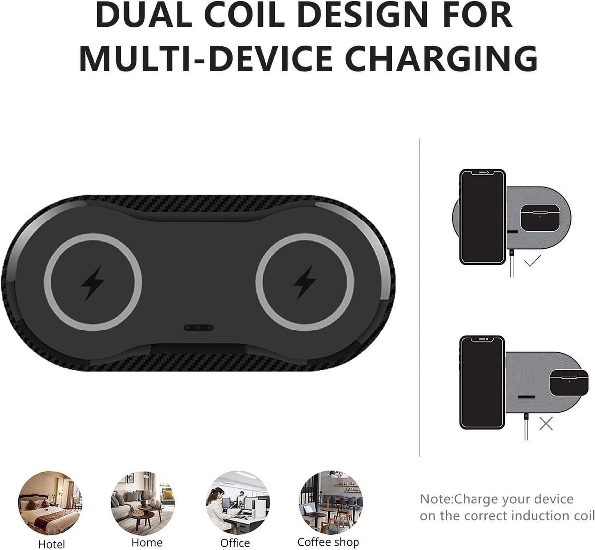 40W Wireless Charging Pad, Dual 20W Fast Wireless Charging Mat for iPhone 16 15 14 13 12 11/SE/X/XS,Apple Airpods 4/3/Pro,15W Wireless Charger Station for Samsung Galaxy/Note/Bud+ (Black)