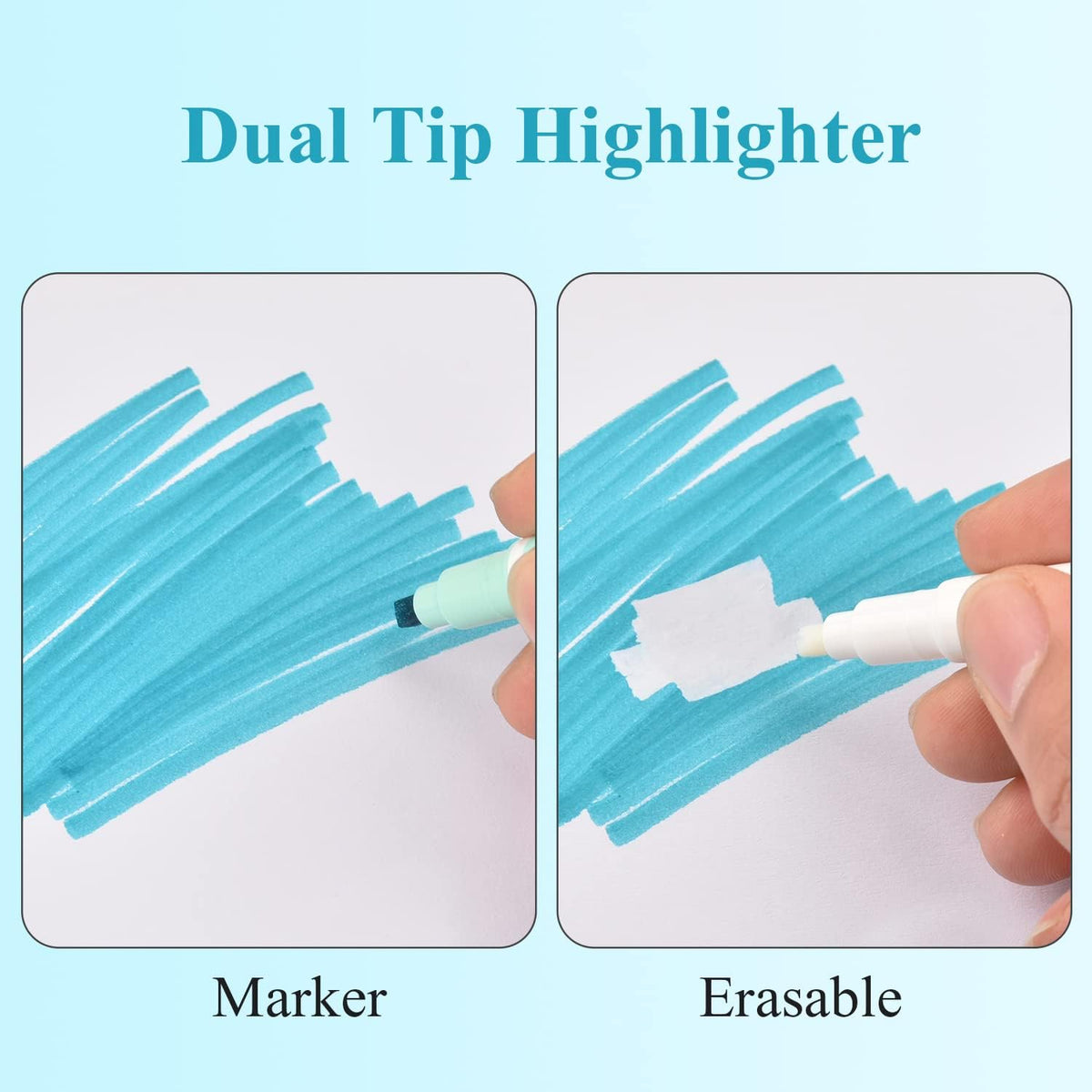 Erasing Highlighters, 12 PCs Dual-Head Smooth Writers, Chisel Tip in Multiple Colors - Bible, Notes, School & Office