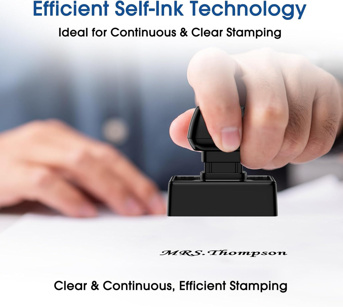 Self Inking Custom Name Stamp - Personalized 1 Line Stamp for Office, Teacher, Business Label with Clear, Consistent Impressions & Effortless Stamping